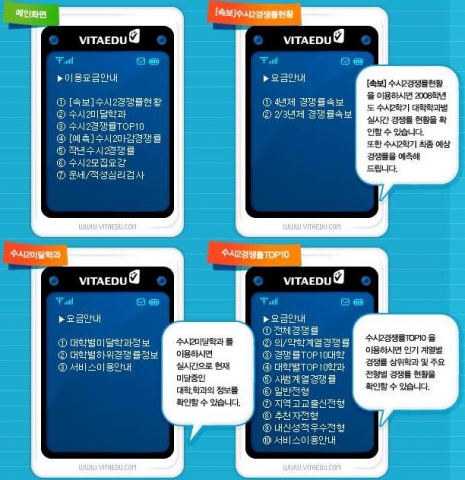 비타에듀의 대입 수시 2학기 모바일 입시정보 서비스