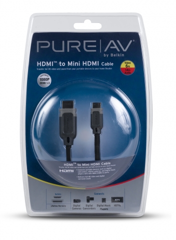 HD코리아가 출시한 미니 HDMI 규격을 준수하는 PureAV mini HDMI케이블