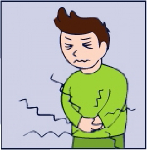 배가 아파 앉는 것도 힘들어요!