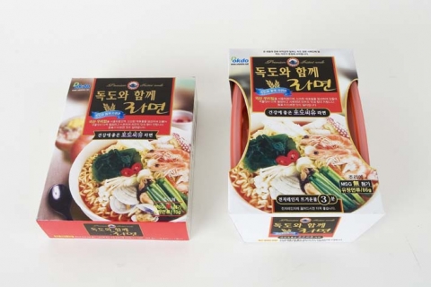 국내 최초 100% 포도씨유 라면 &#039;독도와 함께 라면&#039;-봉지면과 용기면