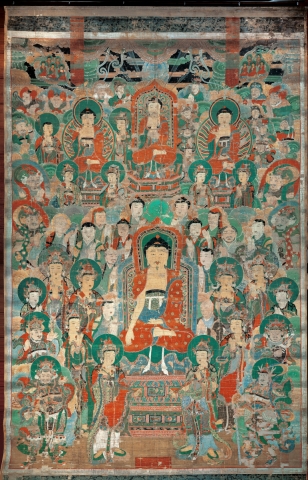 부석사 괘불, 조선 1684년, 
925×577.5㎝, 비단에 색, 국립중앙박물관