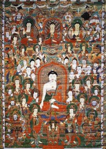부석사 괘불, 조선 1745년, 810×523.5㎝, 비단에 색, 영주 부석사 소장