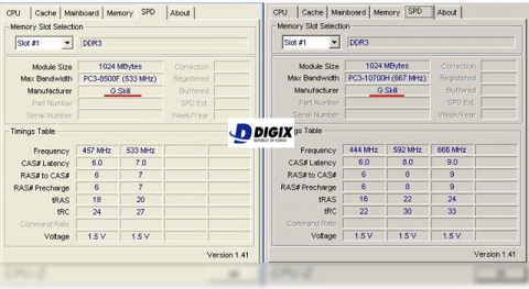 좌(DDR3 PC8500) / 우(DDR3 PC10666) 