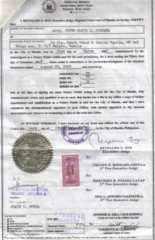 대한민국필리핀주재대사관공증서