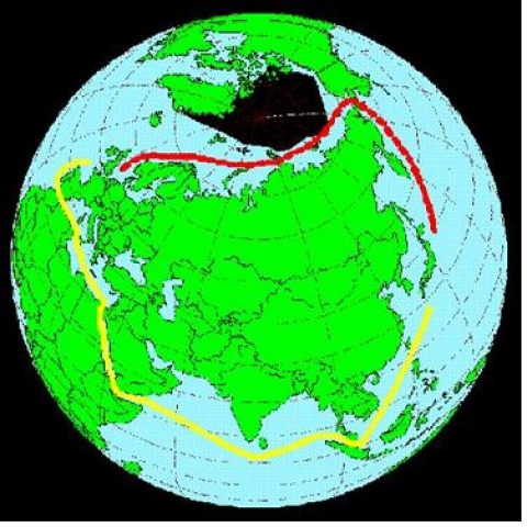 거리단축이 예상되는 북극항로