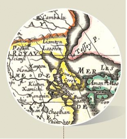 프랑스 지도학자 상송(Nicolas Sanson, 1600~1667)이 만든 지도로 우리나라의 국명은 ‘Corey'로 표기 되어 있다.