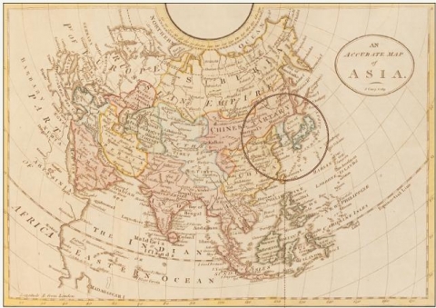 1782년 케리(J. Cary)가 제작한 「아시아와 중국」에 실려있다. 동해는 ‘Sea of Korea(한국해)’로 표기되어 있다.