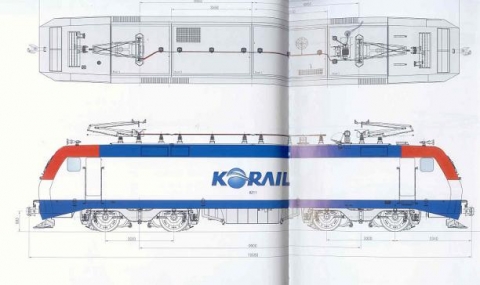 신형전기기관차 측면도(운전실이 양쪽에 있음. 1인 승무가능)