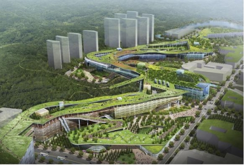 국제설계경기 1등 당선작 1단계 2구역 정부청사 조감도