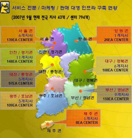 디직스에서 2008년부터 본격적으로 이용하게될 매딕컴 전국가맹점(2007년 9월 기준표)