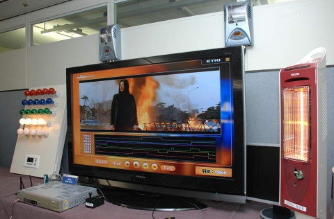 ETRI 연구진이 세계 최초로 개발에 성공한 가전연동 실감재현 시스템