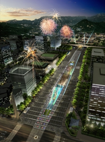 역사.문화 광장으로 탈바꿈하는 세종로 메인조감 야경