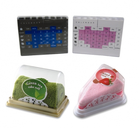 상단 퍼즐달력(4,500원), 하단 좌측부터 롤케이크타올(3,800원),조각케이크타올(3,500원)