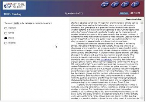 iBT TOEFL 실제 구현 화면