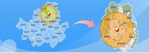 강북 대형공원 조성 시 수혜 가능지역