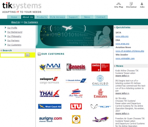 TIK Systems 웹사이트