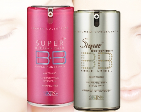 SKIN79 슈퍼 플러스 비비크림 핫핑크(좌)와 골드라벨(우)