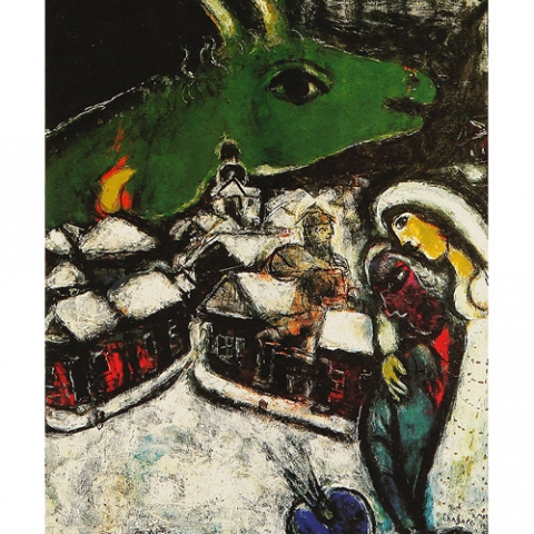 Marc Chagall 작 - 푸른소와 나무
