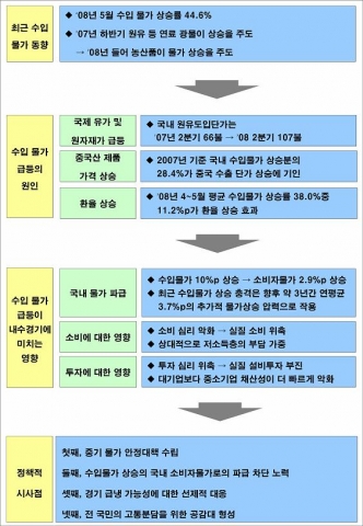 수입 물가 급등이 내수 경기에 미치는 영향과 시사점