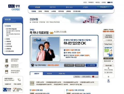 AIG생명 다이렉트 홈페이지