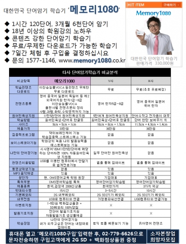 '메모리1080'의 동종 학습기의 제원비교