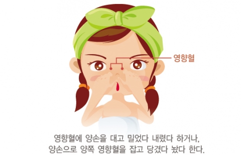 2. 국소자극법:영향혈에 양손을 대고 밀었다 내렸다 하거나, 양손으로 양쪽 영향혈을 잡고 당겼다 놨다 한다.