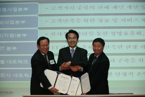 2009년 사업계획 목표 합의 (왼쪽부터 권희석 사장, 박상환 회장, 최현석 전무)