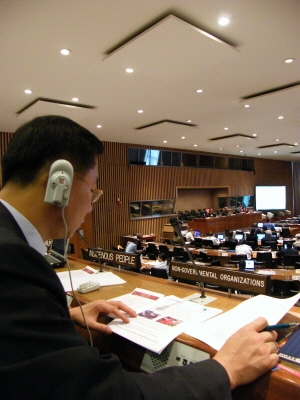 ▲ UN 제17차 지속가능발전 정규session에 참가한 이경율대표 모습