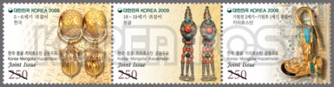 한국·몽골·카자흐 귀걸이가  우표로 만났다