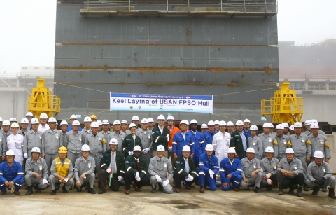 현대重, 세계 최초 전용도크서 첫 FPSO 기공