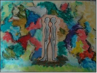 '서로 섞일 수도 없고 섞이려고도 하지 않는 너'를 표현한 작품. 내담자는 이 작업을 통해 자신을 더 선명하게 깨닫게 되었노라고 이야기하였다.