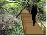 개울 단절구간 목교설치로 산책로 연결