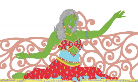 Jigar maa badi aag Hai-ii
Watercolor, pen & ink on paper, 187 x 112cm, 2008