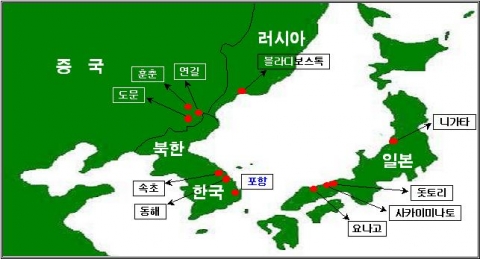 참가도시 위치도