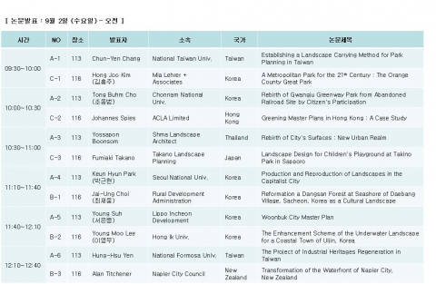 2009 인천 IFLA APR 총회 일정