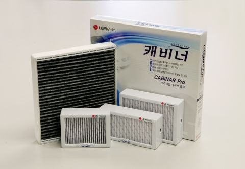 LG하우시스가 출시한 자동차용 에어컨 필터 '캐비너 프로(Cabinar Pro)'와 사무기기용 필터 '캐비너 오피스(Cabinar Office)'