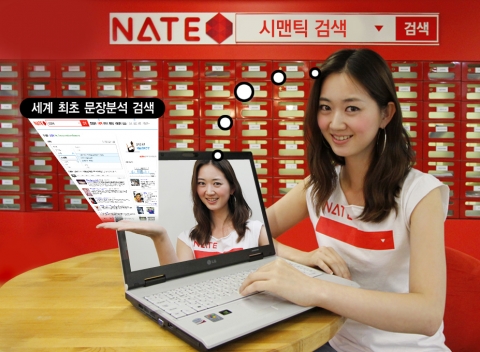 생각하는 검색으로 진화한 '시맨틱 검색' 서비스의 특징을 나타내기 위해 검색자와 소통하는 컴퓨터 이미지를 표현.