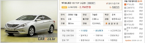 “신형 YF쏘나타, 중고차시장에서도 인기”