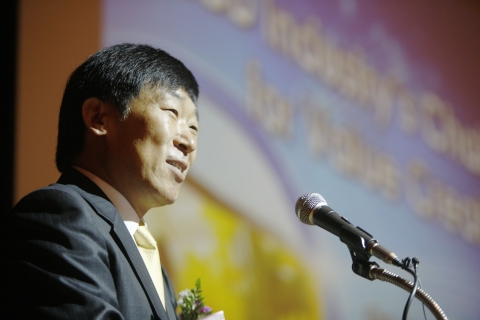 삼성전자 LCD사업부 장원기 사장이 13일 개막된 'IMID 2009'에서 기조연설을 하고 있다.