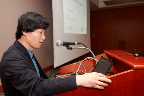 KT 최두환 SD부문장(사장)이 21일 서울 코엑스 인터콘티넨탈호텔에서 실시한 ‘인텔 캐피탈 테크놀로지 데이(Intel Capital Technology Day)’에서 인사말씀을 