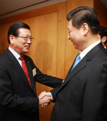 박삼구 한중우호협회장, 시진핑 中 국가부주석과 환담