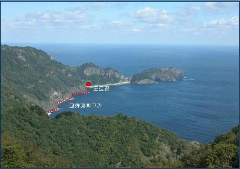 내수전 정상에서 바라본 미개설 구간