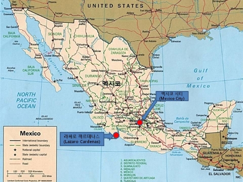 멕시코 라싸로 까르데나스 지역 지도
