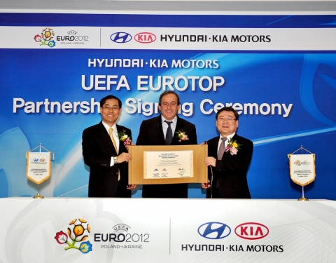 (left to right) Steve S. Yang, President and CEO of Hyundai Motor Company, Michel Platini, President