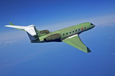 First flight of the Gulfstream G550 T2 on Feb. 25, 2010.