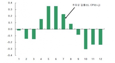 유동성 갭률과 물가상승률 간의 시차상관계수