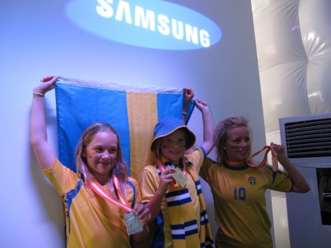 Visitors at the “Samsung Fan Zone” at the IAAF World Indoor Championships – Doha 2010 held at the As