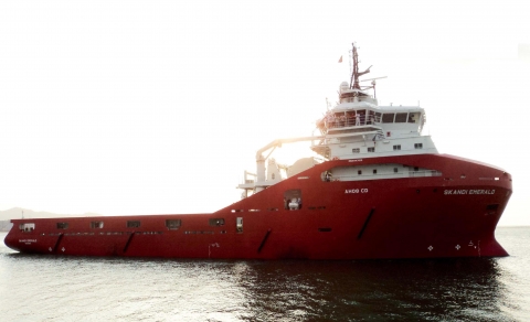 STX유럽 베트남 붕타우 조선소가 첫 건조한 해양시추지원선(AHTS: Anchor Handling Tug Supply Vessel) ‘스칸디 에메랄드(Skandi Emerald)호