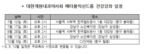 “복부비만 멈춰”…대한개원내과의사회, 7월 일반인 대상 무료 건강 강좌 실시