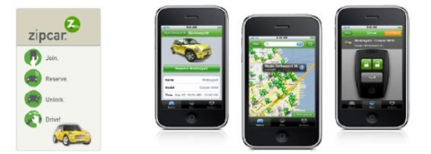 스마트폰에 기반한 미국 ZipCar 서비스 이용
자료: ZipCar 홈페이지 <http://www.zipcar.com/iphone/>